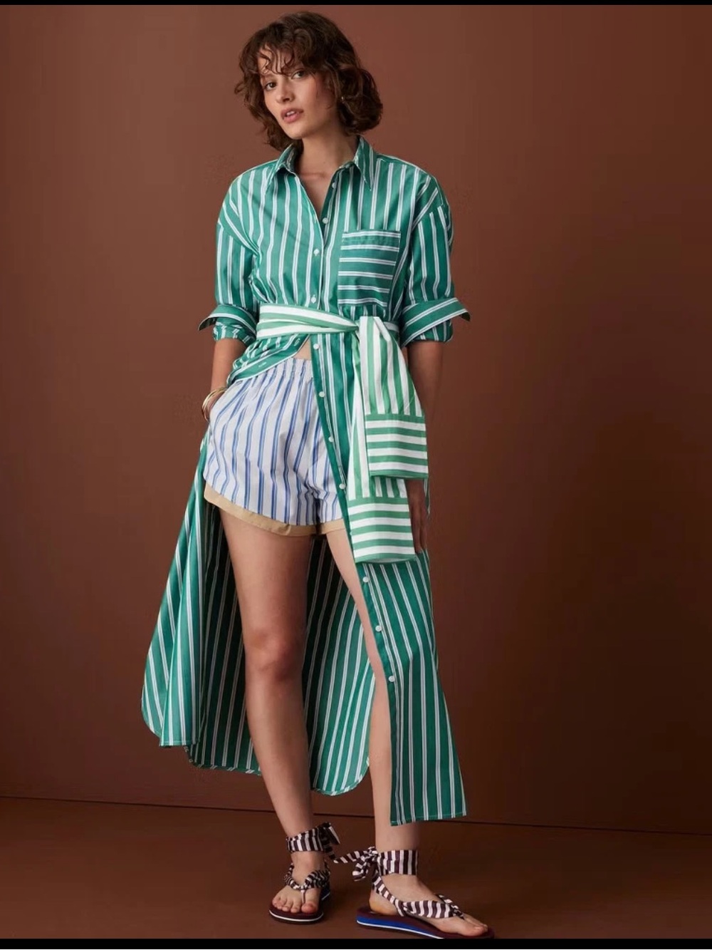Rosie Assoulin x 🎯Striped Long-Sleeve Tie Waist Striped Poplin Maxi Shirt Dress
